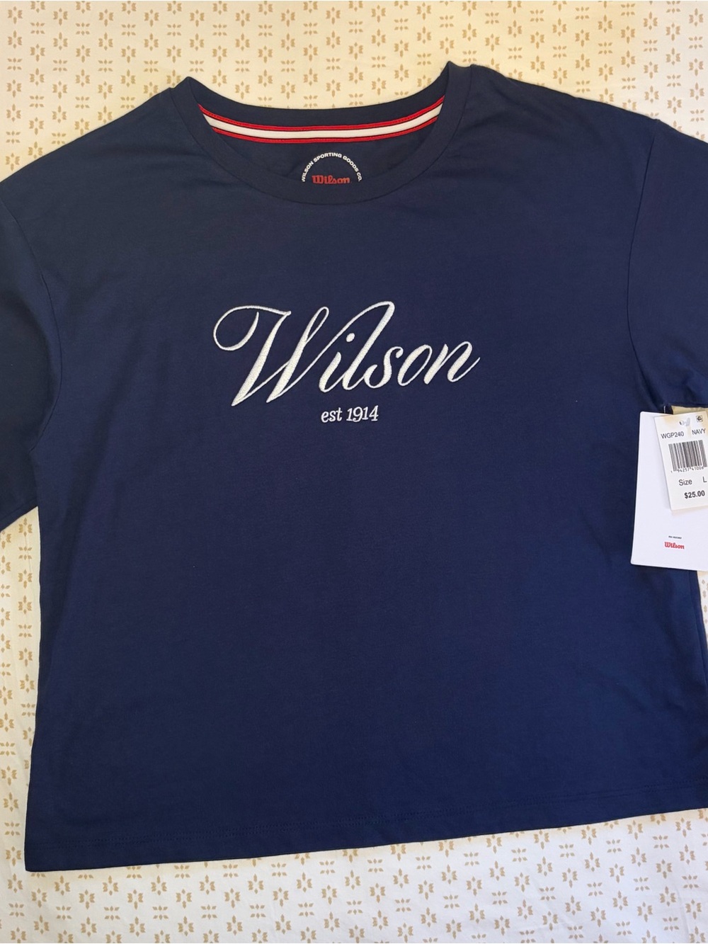 Wilson Navy Boxy Short Sleeve Tee with White Script Logo